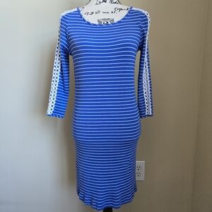 Lilly Pulitzer dress blue striped crochet stretch womens S